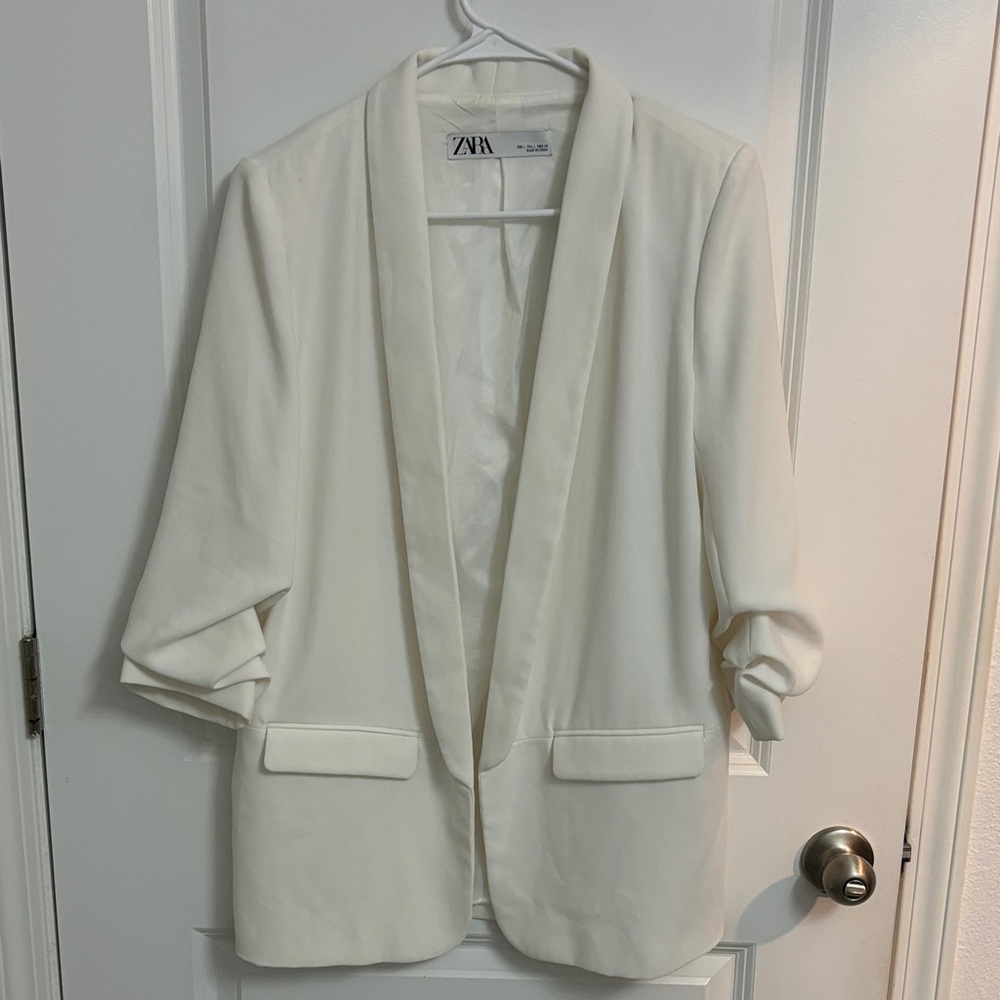 Zara Women's white Blazer Jacket